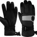 Kids Waterproof Ski Snowboard Gloves Mittens Thinsulate Lined Winter Cold Weather Gloves for Boys and Girls (10/12, Black)