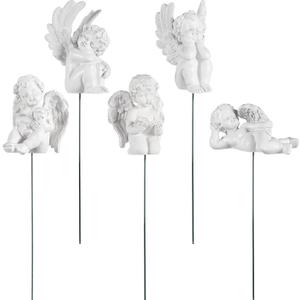 Toyvian 5pcs Decorative Angel Garden Stakes Miniature Resin Jupiter Angel Figurine Sculpture Small Memorial Statue for Potted Plants Fairy Garden Accessories