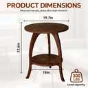 Delywh Retro Mid-Century Modern Round Wood End Table, Solid Wood Side Table with Lower Shelf, Smalls Side Table, Small Accent Table for Small Spaces, Living Room, Bedroom & Nightstand