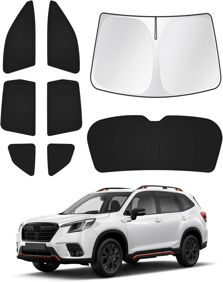 Canvcle Sunshades for 2019-2024 Subaru Forester Accessories Windshield Sun Shade Side Rear Window Shade Cover Sun Visor Shield Privacy Protection Keep Vehicle Cool Black 8PCS