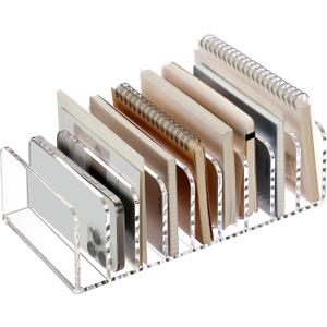 SANRUI Clear Desk Mail Organizer, 9 Compartments Acrylic Office Document Sorter File Storage Holders, Multifunction Letter Folder Racks Holders for Office,Home, School Desktop Organization