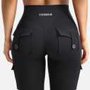 YEOREO CoreFlex Women Workout Flare Leggings with Pockets Hidden Scrunch High Waisted Cargo Gym Yoga No Front Seam Leggings (Black, XXL)