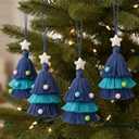 Leinuosen 12 Pcs Christmas Tree Ornament 4.8 Inch Yarn Tassel Christmas Hanging Ornament Handmade Macrame Xmas Tree Decor (Blue)