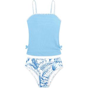 Girls Tankini Swimsuits Two Piece Bathing Suit Drawstring Swimwear Set for Girls 7-18 Years (Blue)