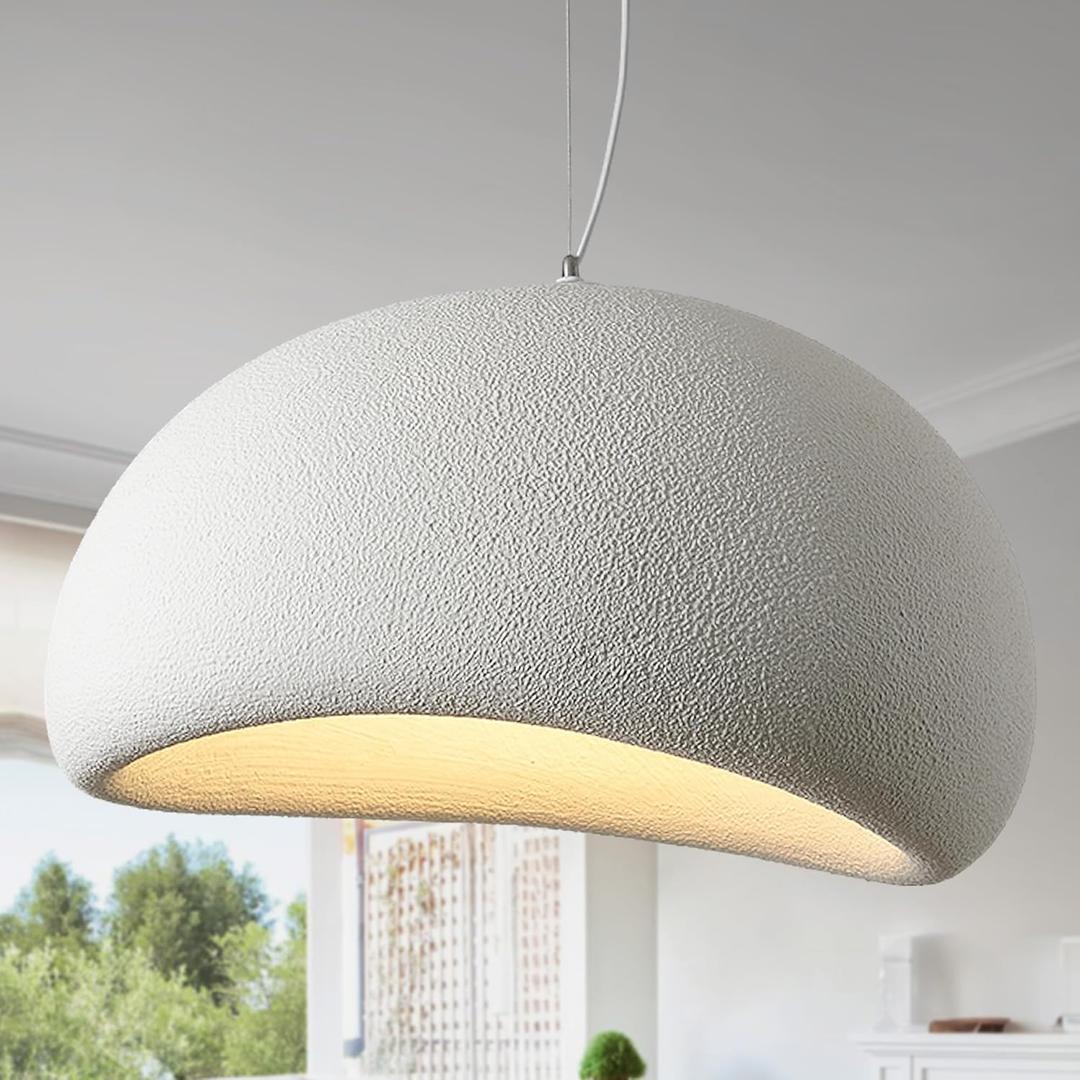 23.6in Large Wabi Sabi Pendant Lights Kitchen Island Lighting Fixture Ceiling Mount White Modern Japanese Lamp Japandi Chandelier for Dining Living Room Bedroom Restaurant Hanging Lamp