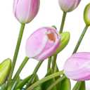 DUYONE 15pcs Artificial Tulips Flowers, Latex Bouquet, Fake Tulips for Office Wedding Party Home Kitchen Garden Decoration-B Baby Pink