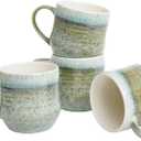 Bosmarlin Ceramic Coffee Mug Set of 4, 17 Oz, Coffee Cups with Big Handle, Microwave and Dishwasher Safe (Willow Green)