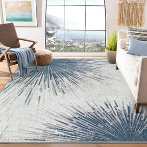 Lahome Modern 8x10 Rugs for Living Room - Washable Ultra-Thin Large Area Rug Throw Non-Slip Stain Resistant Rug for Dining Room Table, Abstract Print Carpet Rug for Bedroom Office (Blue/ Gray, 8'x10')