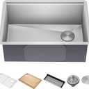 KRAUS Kore 27-Inch Undermount Workstation 16 Gauge Single Bowl Stainless Steel Kitchen Sink with Accessories, KWU110-27