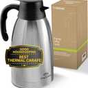 Cresimo Thermal Coffee Carafe 68oz / 2L - 12 Hours Hot Beverage Dispenser, Insulated Stainless Steel Carafe for Liquids, Coffee Carafes For Keeping Hot Water Dispenser for Parties - Large Tea Flask (Silver)