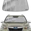 Windshield Sun Shade for Subaru Forester 2019-2021,with Eyesight Driver Assist,Front Window Sunshade Shield,2-in-1 Reflective Sun Shade,Silver for Summer, Black for Winter