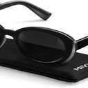 miyya 2025 Polarized Oval Sunglasses with UV Protection - Multiple Trendy Colors & Patterns (Black)