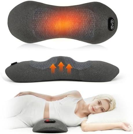 FAMKCY 3 in 1 Rechargeable Electric Lumbar Support Pillow, Vibration, Heating, and Traction Therapy, Back Massager for Pain Relief Deep Tissue,Waist Wedge Bolster
