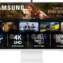 Samsung 32 Smart Monitor M8 (M80F) 4K UHD Display, Samsung Vision AI, Smart TV Apps, Gaming Hub, USB-C, HDMI and USB-A, White, LS32FM803UNXZA, 2025