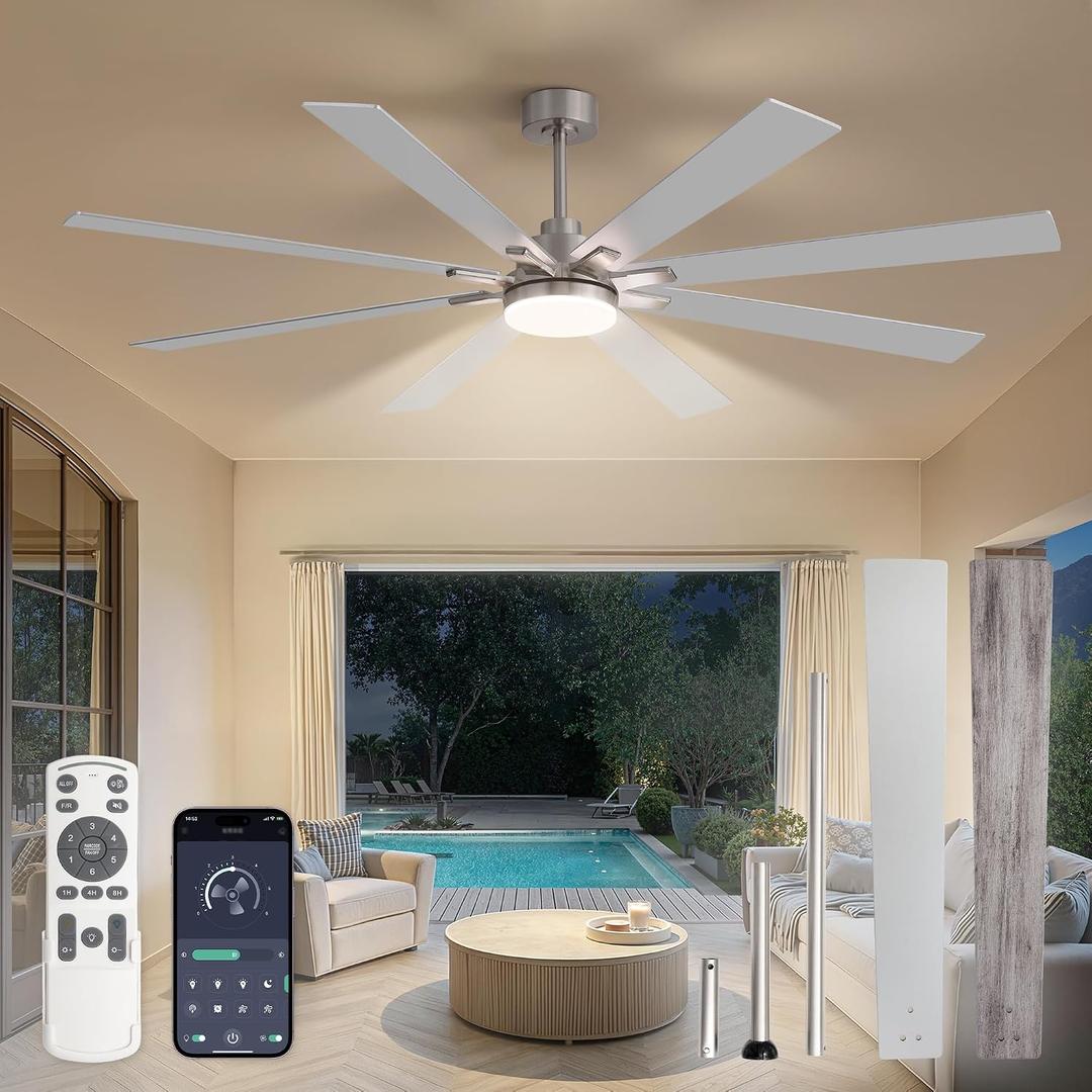 Fanbulous 72 Inch Ceiling Fans with Lights DC Motor, Remote & APP Control