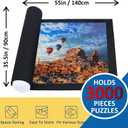 Puzzle Mat Roll Up for 3000 2000 1500 Pieces Jigsaw Puzzles, Large Portable Pad Table Non-Slip Board Saver Mats with 6 Sorting Trays, Inflatable Tube, 3 Straps, Keeper Storage Bag, Adults Gifts