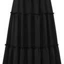 Arolina Womens Summer Boho Skirts Flowy High Waisted Black Maxi Skirt 2025 Trendy Beach Vacation Outfits with Pockets, Large 
