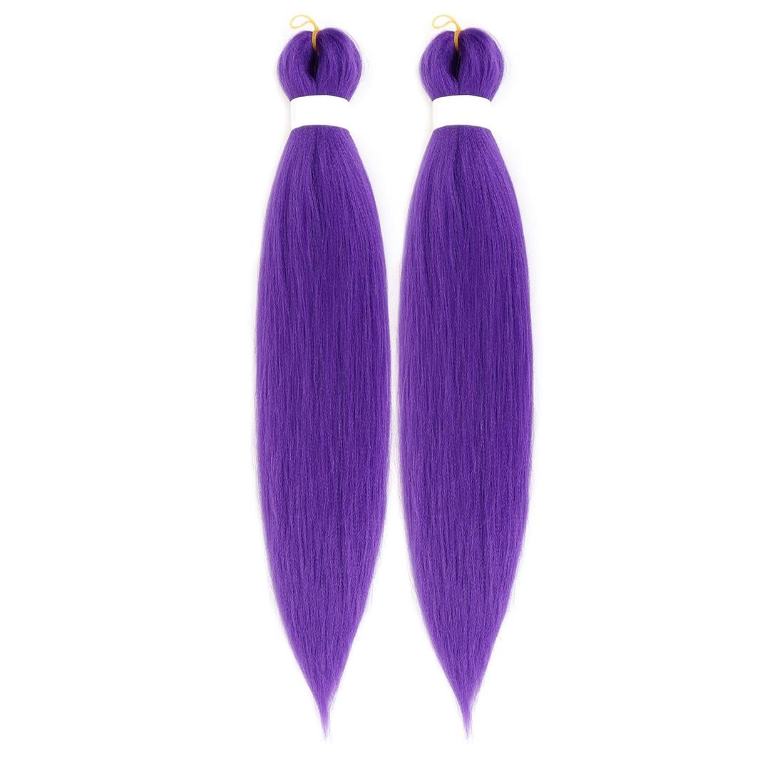 30 INCH Pre-stretched Braiding Hair Extensions for Women 4 Packs Purple Synthetic Fiber for Box Braiding Hair Makeup Long DIY Purple Ponytail Hair 60 INCH for Cosplay Halloween Costume