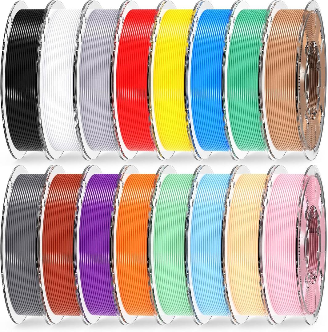 RAMBERY 200gx16 PLA+ Filament Bundle 1.75mm, 16 Colors PLA Plus 3D Printing Filaments, Dimensional Accuracy +/- 0.02 mm, 200gX16 Spools