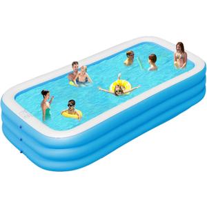 Big Inflatable Pool for Adults, Lylting 145"x74"x22" Extra Large Thickened Blow Up Swimming Pool with Repair Patch, Full Size Family Inflatable Pools for Backyard Lawn Indoor Outdoor (Extra Large)