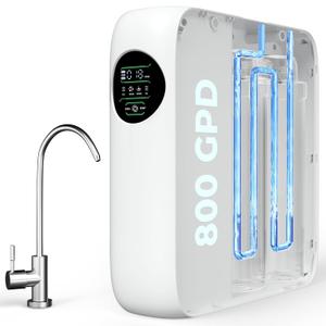 Reinmoson 800GPD Reverse Osmosis System NSF Certified TDS Reduction, 7 Stage Tankless Reverse Osmosis Water Filter System Under Sink 2.5:1 Pure to Drain RO Water Filtration System