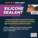 Rutland 500F RTV High Heat Silicone Sealant Clear, USA-Made High Temperature Gasket Maker Adhesive - UV Stable, Oil Resistant & Non-Corrosive
