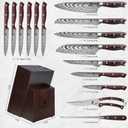 Knife Set 16 pcs, Japanese Kitchen Knife with Block High Carbon Stainless Steel Ultra Sharp Knife for Kitchen, Professional Chef Knife Set with Sharpener