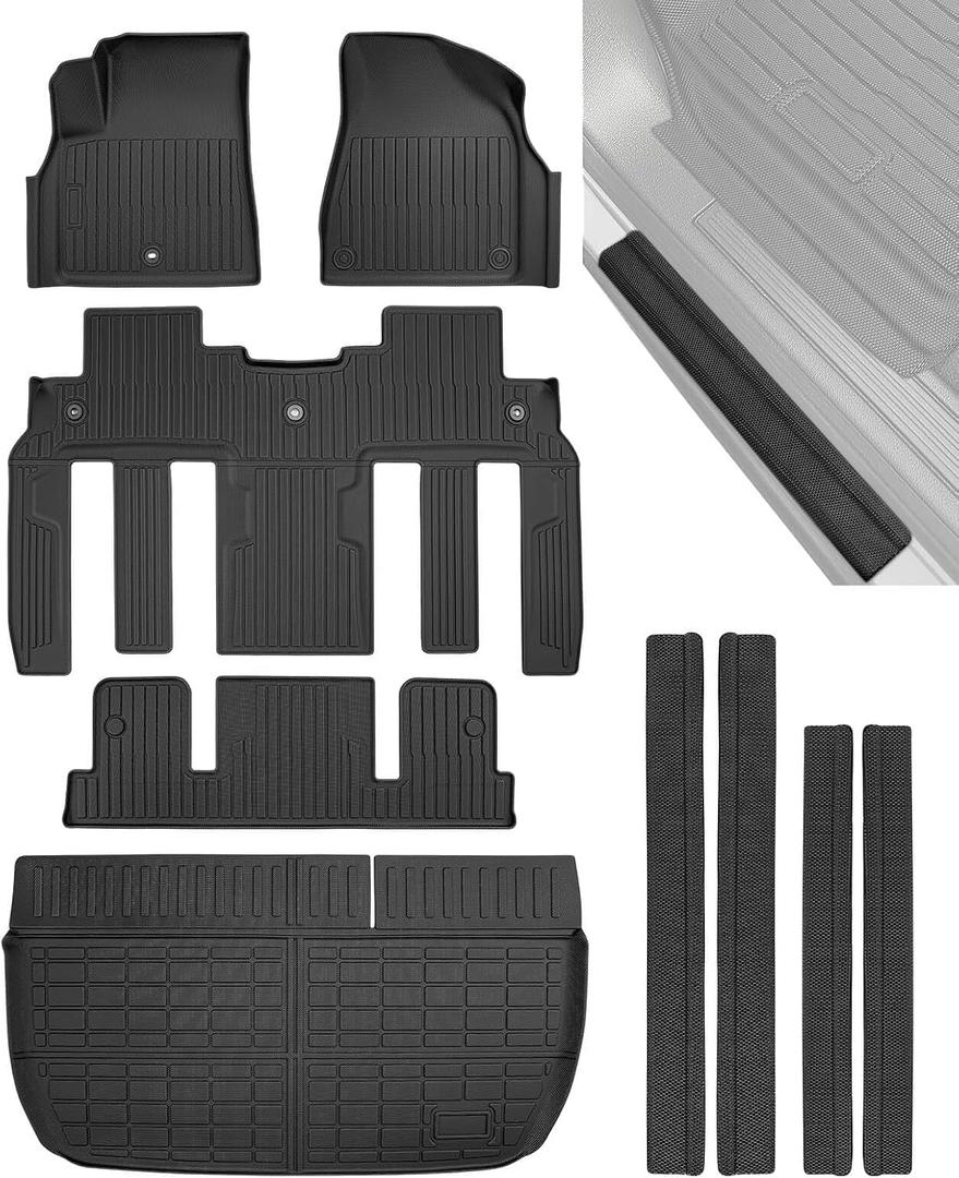 TAPTES Floor Mats & Cargo Mat,Door Sill Guards for Chevy Traverse 2009–2017