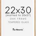 22x30 Oak Wood Picture Frame, 22"x30" Poster Frame for Wall, 22x30 Picture Frame with Mat for 20x27, Solid Oak Wood Photo Frame 22 x 30 with Tempered Real Glass (Natural Oak Color, 1 Pack) (22x30 - 1P, Oak)