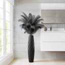 Tall Floor Vase, 23.6 inches Tall Vases Sturdy, Luxury, Textured for Decorative Branches Dried Flowers, Floor Vase for Rustic, Living Room, Shelf Decor (Black)