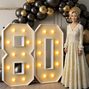 imprsv 4FT Light Up Numbers, Marquee Numbers 80th Birthday Decorations for Women Men, Large Light Up Numbers 80th Birthday Women Foam Board Anniversary Party Decorations Arch Kit (DIY)