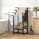 HOOBRO 4-Tier Freestanding Towel Rack with Storage Basket for Bathroom
