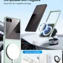 MAKAVO Magnetic for Samsung Galaxy Z Flip 7 Case, Compatible with MagSafe, Built-in Screen Protector, Flip7 Slim Hard Shockproof Phone Cover, Mint Green