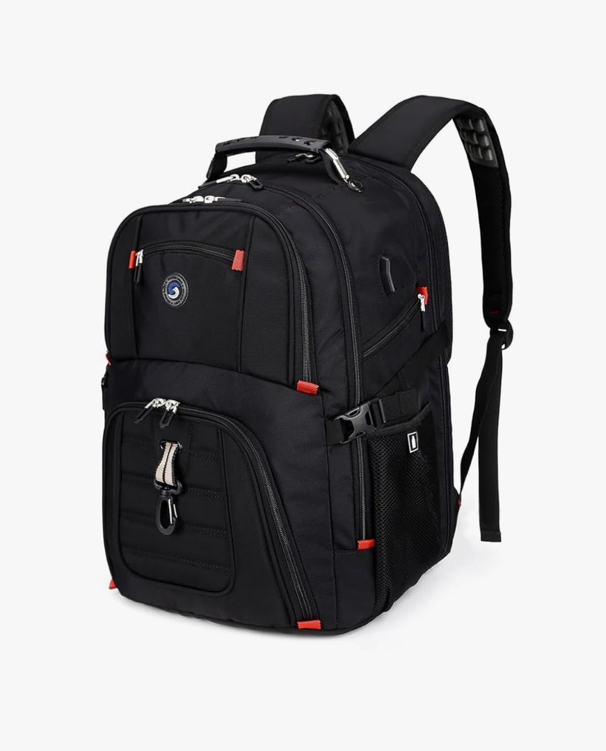 SHRRADOO Extra Large 50L Travel Laptop Backpack with USB Charging Port, College Backpack Airline Approved Business Work Bag Fits 17 Inch Computer for Men Women