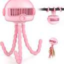 4000mAh Portable Baby Stroller Fan - 3-Speed, Low Noise, with Safety Net, Multifunctional for Stroller, Crib, Car, Desktop & Camping (Pink)
