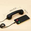 Retro Phone Handset, Vintage Style Landline Handle Receiver with Answer Button, Wired Type-C Adapter for Cell Phones - Compatible with Mobile Calls, Video Conferences & Meetings (Black)