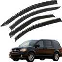 Window Visor Wind Deflector, 4PCS Tape-On Rain Guards for 2008-2020 Dodge Grand Caravan, 2008-2016 Chrysler Town & Country,Outside Mount Sun Shade Side Window Vent Visors, Black