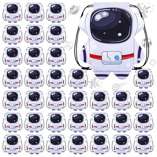 Kingdder 36 Pcs Outer Space Party Favors Astronaut Drawstring Bags Space Themed Astronaut Goodie Bags Gift Backpack for Kids