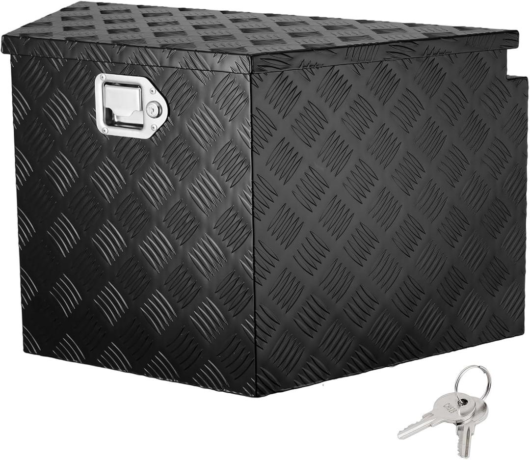 VEVOR Trailer Tongue Box, Aluminum Alloy Diamond Plate Tongue Box Tool Chest, Heavy Duty Tuck bed Toolbox Storage with Lock and Keys, Utility Trailer Tongue Box for Pickup, RV, Trailer, 39"x16.5"x12"