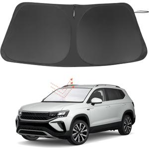 Windshield Sun Shade Custom Fit for 2022 2023 2024 2025 2026 Volkswagen VW Taos Accessories Foldable Sunshade Sun Blocker Protect Car from Sun Rays & Heat Damage Keep Car Cooler