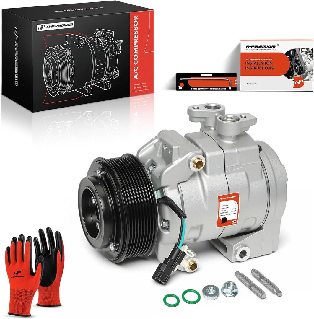 A-Premium Air Conditioner AC Compressor with Clutch Compatible with 6.7L Ford F-250 Super Duty 2017-2019, F-350/F-450/F-550 Super Duty