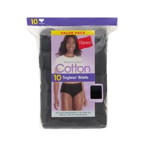 Hanes womens Cotton Brief Underwear, 10 Pack  Brief Black, 7 US