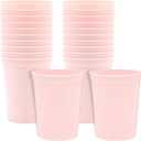 BLUE PANDA Reusable Plastic Cups - 16 Oz, Light Pink, 24 Count - Light Pink Stadium Tumblers & Pastel Stadium Cups - Washable Bulk Drinkware