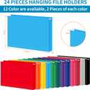 24 Pack Hanging File Folders, Letter Size with 1/5-Cut Adjustable Tabs, 12 Selected Color - File Folder Organizer for Filing Cabinet Office Home, Designed for Bulky Files, Medical Charts