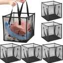 Zopeal 6 Pack Popup Laundry Hamper 13 Inch Collapsible Laundry Baskets with Handles Mesh Clothes Baskets Portable Single Layer Foldable Clothes Hamper Square Bin for Washing (Black,Single-layer)