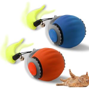 Speedy 3.0 Tail Cat Toy, 2025 Upgrade Speedy Tail Interactive Cat Toy for Indoor Cats, Automatic Moving Smart Cats Toys Ball with Tail Two Speed Adjustment (Orange+Blue)