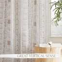 NICETOWN Boho Curtains for Living Room Flax Linen Sheer, Farmhouse Semi Sheer Curtains with Bohemian Stripe Pattern, Privacy Light Filtering Drapes for Bedroom/Dining Room, W50 x L84, Taupe, 1 Pair
