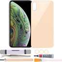 Back Cover Glass Replacement Compatible with iPhone Xs 6.1 inches with Repair Tool Kits (Gold)