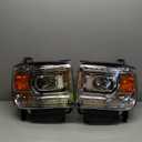 HECASA Pair Projector Headlight Lamp Assembly Compatible with 2014-2019 GMC Sierra 1500 2500HD 3500HD Base/Denali/SLE/SLT w/o Factory LED DRL Headlamp (Clear Lens & Chrome Housing & Amber Reflector)