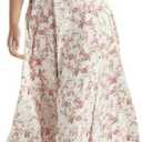 CHARTOU Women's Spaghetti Strap Midi Dress Sleeveless Square Neck Dress Floral Split Cottagecore Dress, Medium